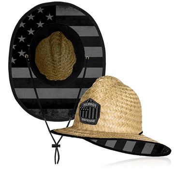 Ladder Straw Hat - B/O American Flag